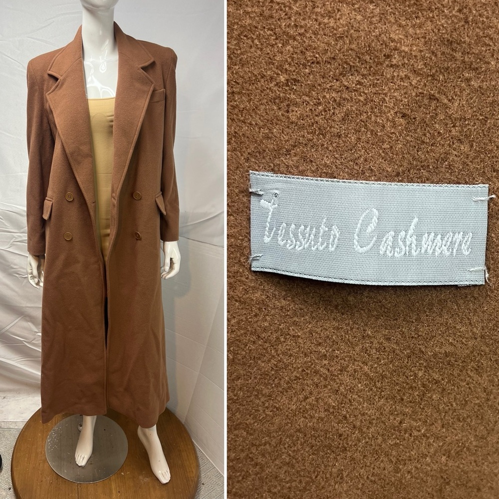 NWT Womens M Long Cashmere Wool Luciana Barontini Brown Full Length Vintage Coat - Picture 3 of 9